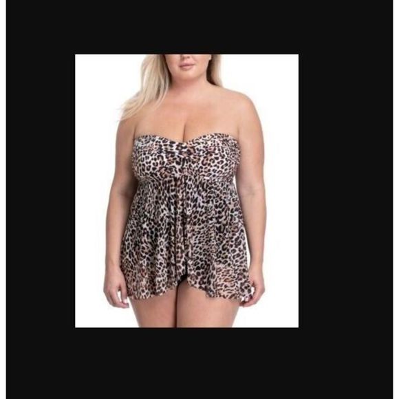 Profile x Gottex Plus Sz 18W Leopard Printed Flyaway One Piece Swimsuit $178 - Picture 9 of 9